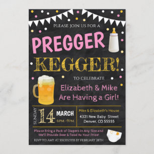 Pregger Kegger Baby shower Invitation Kaart
