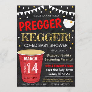 Pregger Kegger Baby shower Invitation Kaart