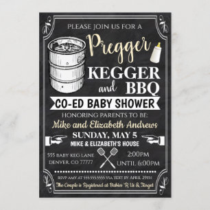 Pregger Kegger en BBQ Baby shower Uitnodiging
