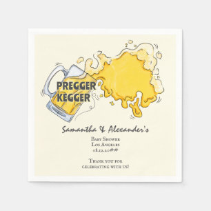 Pregger Kegger Waterverf Beer Co-ED Baby shower Servet