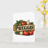 Preggo Costume Pregnancy Announcement Prego Pasta Kaart (Gele Bloem)