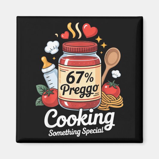 Preggo Saus Pasta Zwangerschapsaankondiging Grappi Magneet (Voorkant)
