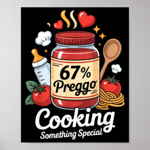 Preggo Saus Pasta Zwangerschapsaankondiging Grappi Poster