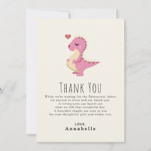 Preggosaurus Cute Dinosaur Baby Shower Bedankkaart