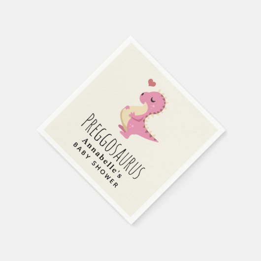 Preggosaurus Cute Dinosaur Girl Baby shower Servet (Hoek)