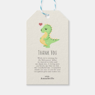 Preggosaurus Schattige Dinosaur Baby Shower Bedank Cadeaulabel