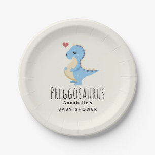 Preggosaurus Schattige Dinosaur Boy Baby shower Papieren Bordje