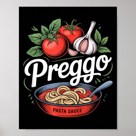 Pregnancy Announcement Prego Pasta Sauce Funny Pre Poster (Voorkant)