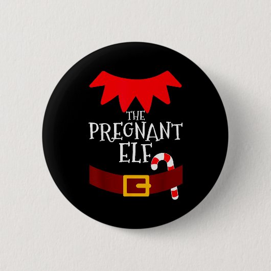 Pregnant Elf Matching Family Group Christmas Pajam Ronde Button 5,7 Cm (Voorkant)