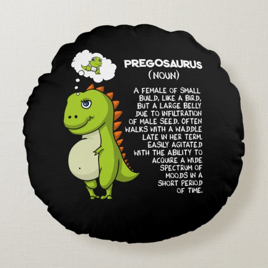 Pregosaurus T-Rex Dinosaur moeder Zwangerschap Rond Kussen (Voorkant)
