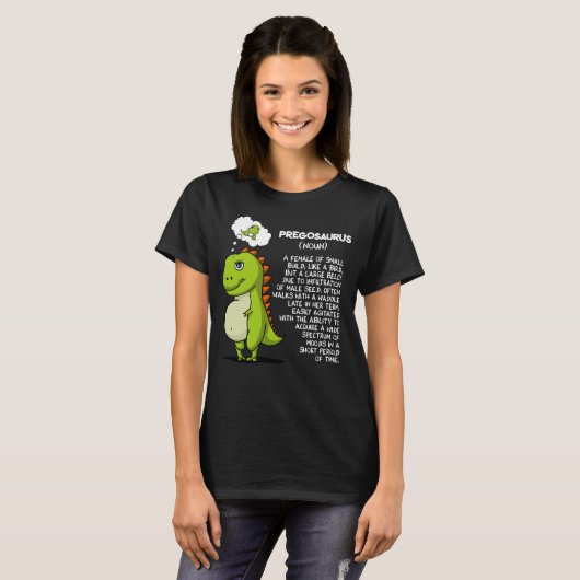 Pregosaurus T-Rex Dinosaur moeder Zwangerschap T-shirt (Voorkant volledig)