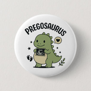 Pregosaurus Zwangerschap Moederdino Cadeau Ronde Button 5,7 Cm
