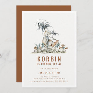 Prehisti Dinosaur Theme Birthday Party Invitati Kaart