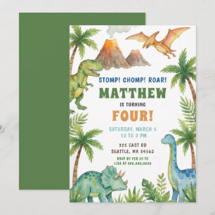 Prehistorisch dinosaurus verjaardagsfeest kaart