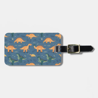 Prehistorisch t rex dinosauruspatroon bagagelabel