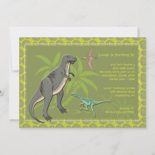 Prehistorische creaties Dinosaur-uitnodigingen Kaart (Voorkant)