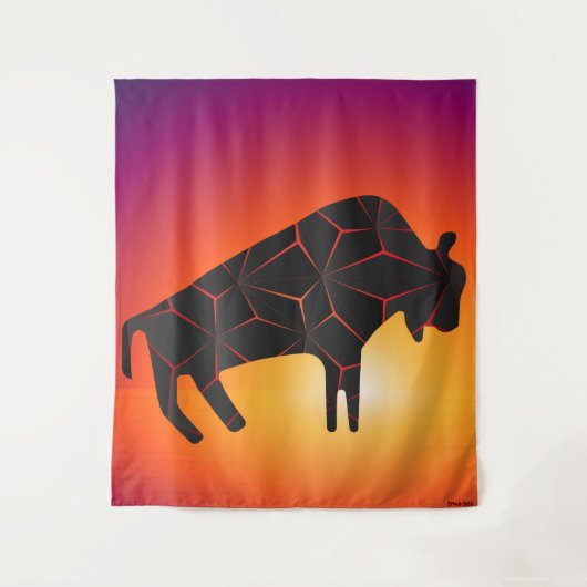 Prehistorische dieren Fiery Bison Wandkleed (Voorkant)