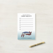 Prehistorische dierlijke anomalocaris met checklis post-it® notes (Op bureau)