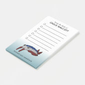 Prehistorische dierlijke anomalocaris met checklis post-it® notes (Schuin)