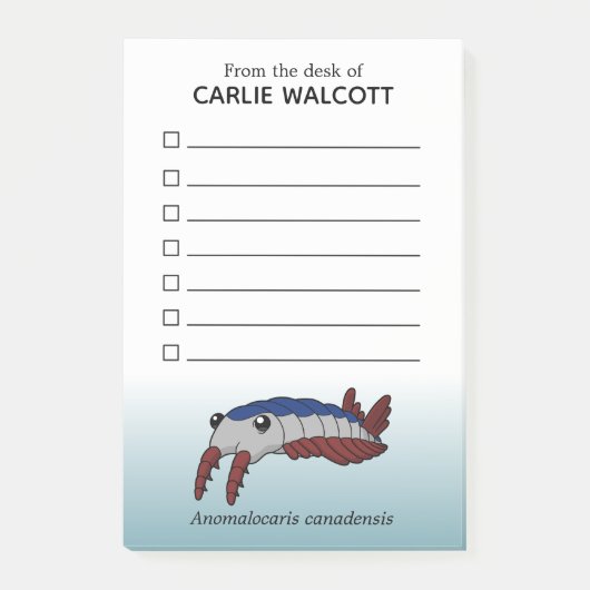 Prehistorische dierlijke anomalocaris met checklis post-it® notes (Voorkant)