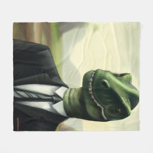 Prehistorische Dinosaur Businessman, Fun AI Genera Fleece Deken (Voorkant (Horizontaal))