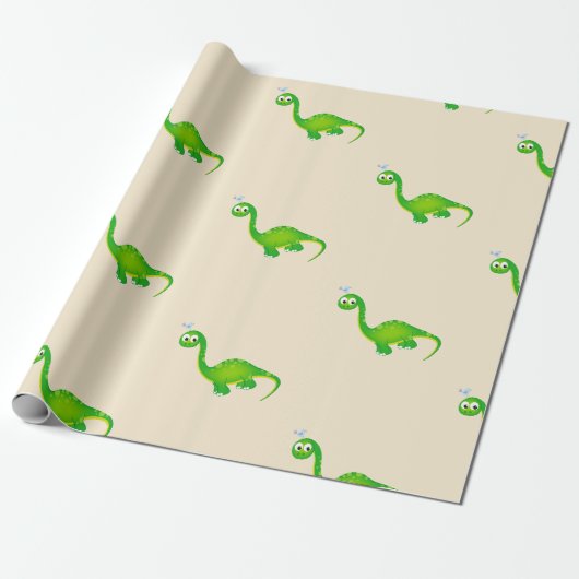 Prehistorische Dinosaur Pattern Cadeaupapier (Uitgerold)