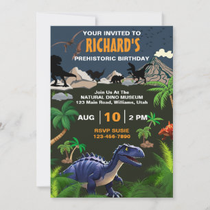 Prehistorische Dinosaur Theme Birthday Party Kaart