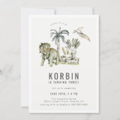 Prehistorische Dinosaur Theme Birthday Party Kaart (Voorkant)