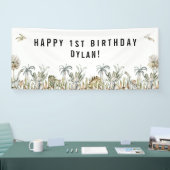 Prehistorische Dinosaur Theme Birthday Spandoek (Beurs)