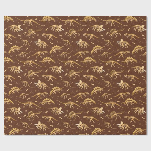Prehistorische dinosaurusfossielen cadeaupapier (Vlak)