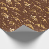 Prehistorische dinosaurusfossielen cadeaupapier (Hoek)