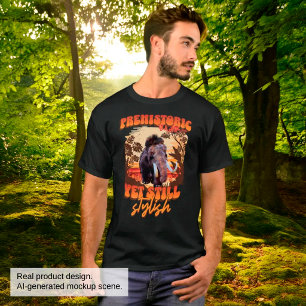 Prehistorische en stijlvolle mammoet retro humor t-shirt