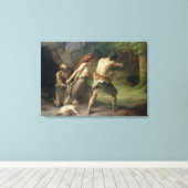 Prehistorische Man Hunting Beren, 1832 Canvas Afdruk (Insitu (Houten vloer))