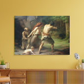 Prehistorische Man Hunting Beren, 1832 Canvas Afdruk (Insitu (Woonkamer))
