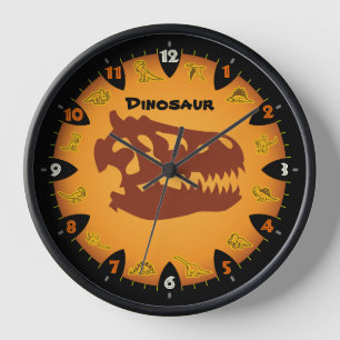 Prehistorische Oranje Dinosaur-wandklok