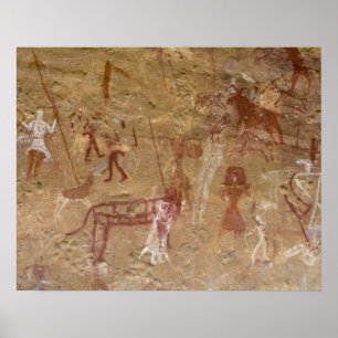 Prehistorische rotstekeningen, Akakus, Sahara Poster