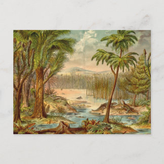 Prehistorische scène Antiek afdrukken Briefkaart