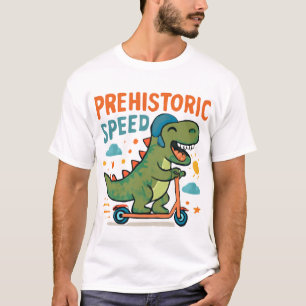 Prehistorische Speed Dinosaur Scooter Art T-shirt