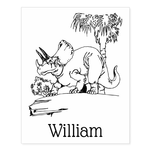 Prehistorische Triceratops Dinosaurus Naam Rubberstempel (Afrduk)