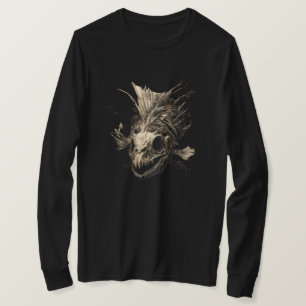 Prehistorische Vissen Schedel Grunge Donkere Lange T-shirt