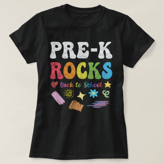 Prek Rocks Terug naar school Leraar en student T-shirt (Design voorkant)