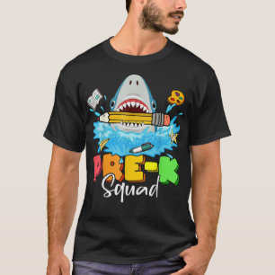 Prek Squad Funny Shark terug naar school Colorful T-shirt