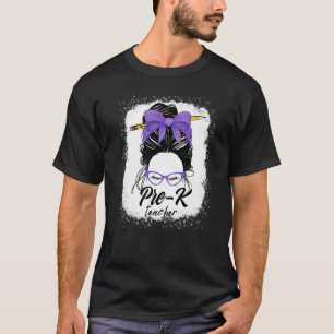 Prek Teacher Messy Bun Preschool terug naar school T-shirt