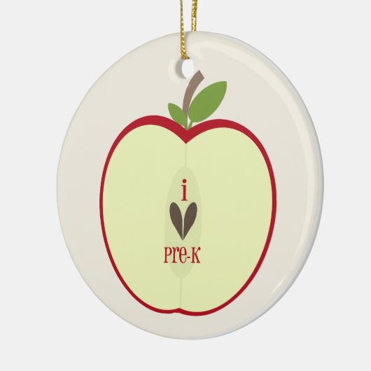 Prek Teacher Ornament - Red Apple Half (Links)