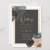 Premie Abstracte Moderne Aarde Huwelijks- Kunst Kaart (Voorkant)