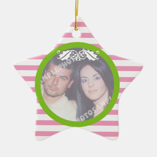 Premier/1er ornement photo mariage de Noël de coup (Devant)