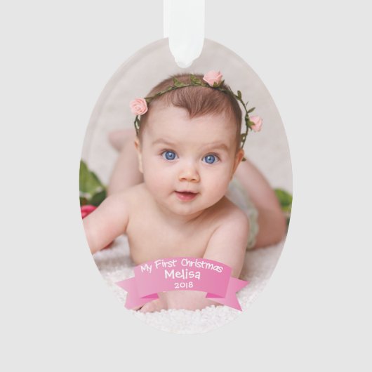 Premier acrylique de photo de Noël de bébé (devant)