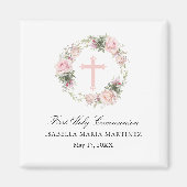 Premier aimant de communion Saint Favoriser Rose r (Devant)