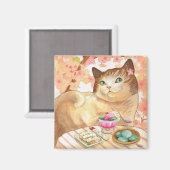 Premier aimant de dessert de chat de sushi (Recto/Verso)