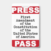 Premier amendement Passe-Presse Badge (Dos)